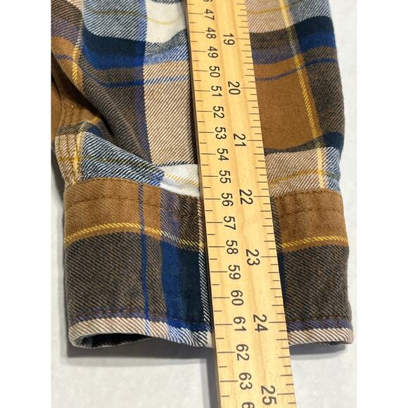 SCHMIDT Workwear Carpenter Men's Plaid Flannel Button Up Shirt Brown Cotton XL - Picture 9 of 11